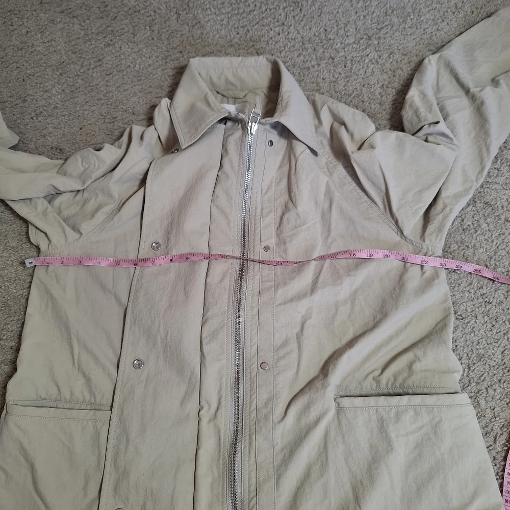 Everlane The Mac Coat Women Tan Khaki Snap Front Trench Long Jacket Size M
